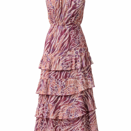 Vestido Midi Halter Volantes