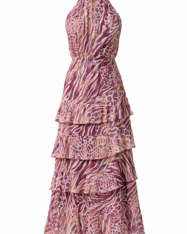 Vestido Midi Halter Volantes