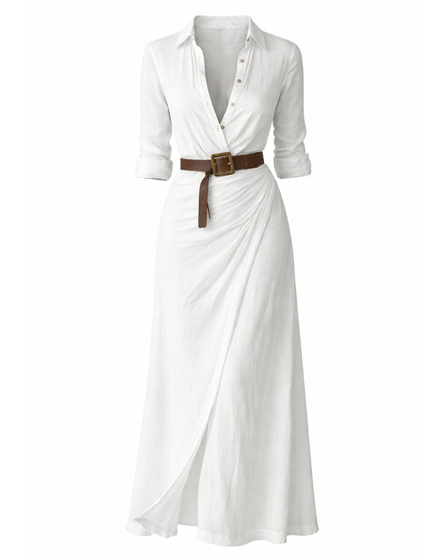 Vestido Camisero Largo Cintura