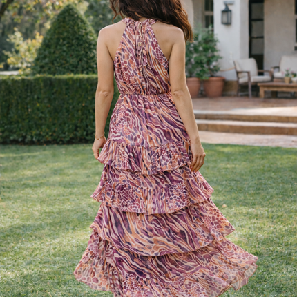 Vestido Midi Halter Volantes