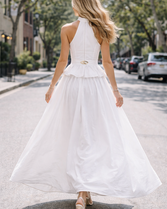 Vestido Largo Blanco Halter