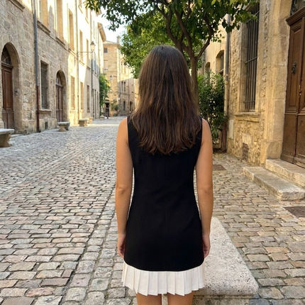 Vestido Corto Contrast
