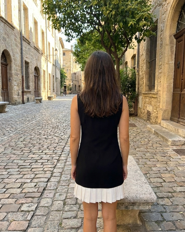 Vestido Corto Contrast