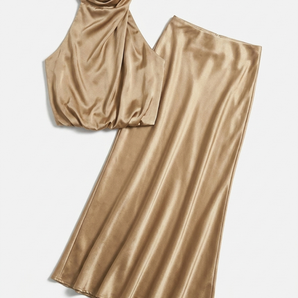 Vestido Midi Satin Halter