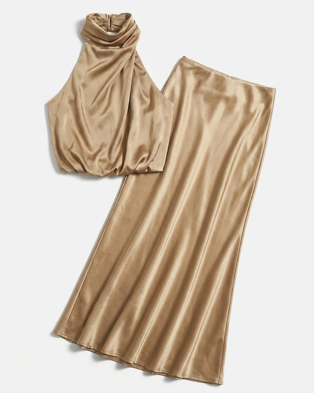 Vestido Midi Satin Halter