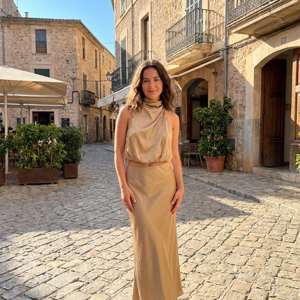 Vestido Midi Satin Halter