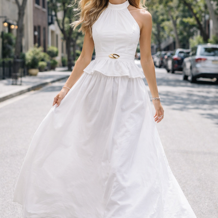 Vestido Largo Blanco Halter