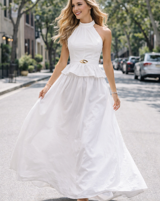 Vestido Largo Blanco Halter